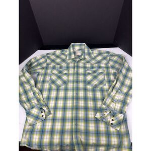 Roper Wear The West Shirt Mens Med Plaid Western Long‎ Sleeve Metal Snap